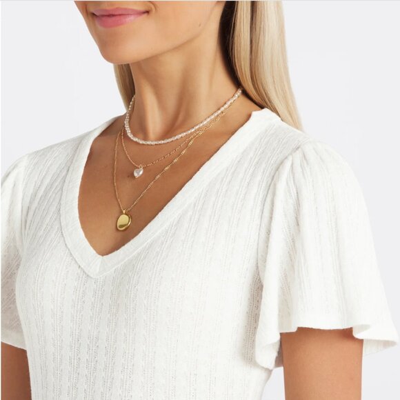 NWT - Lush - Cressida Flutter Sleeve Tee - Picture 4 of 6